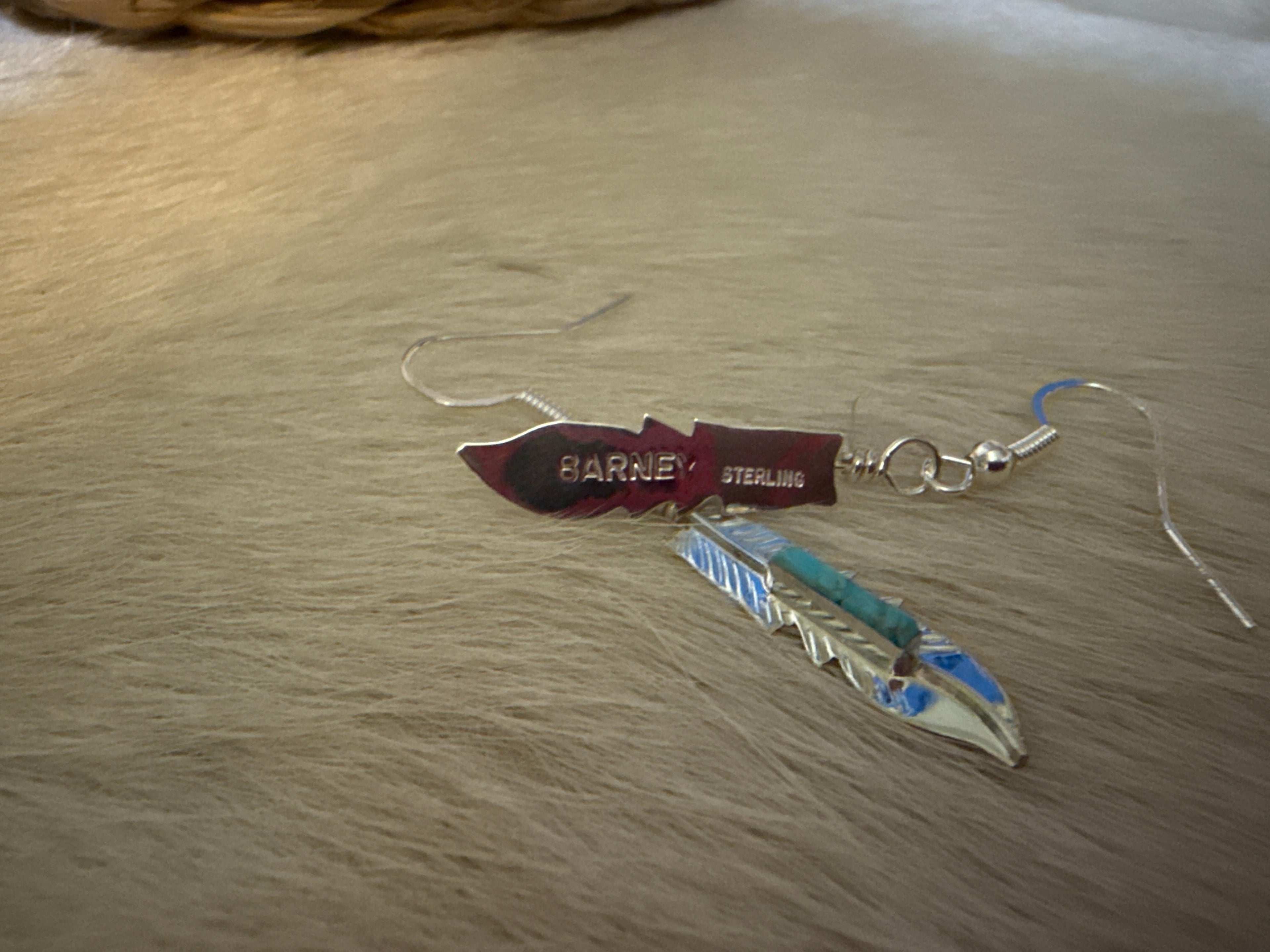 Allen Barney turquoise feather dangle