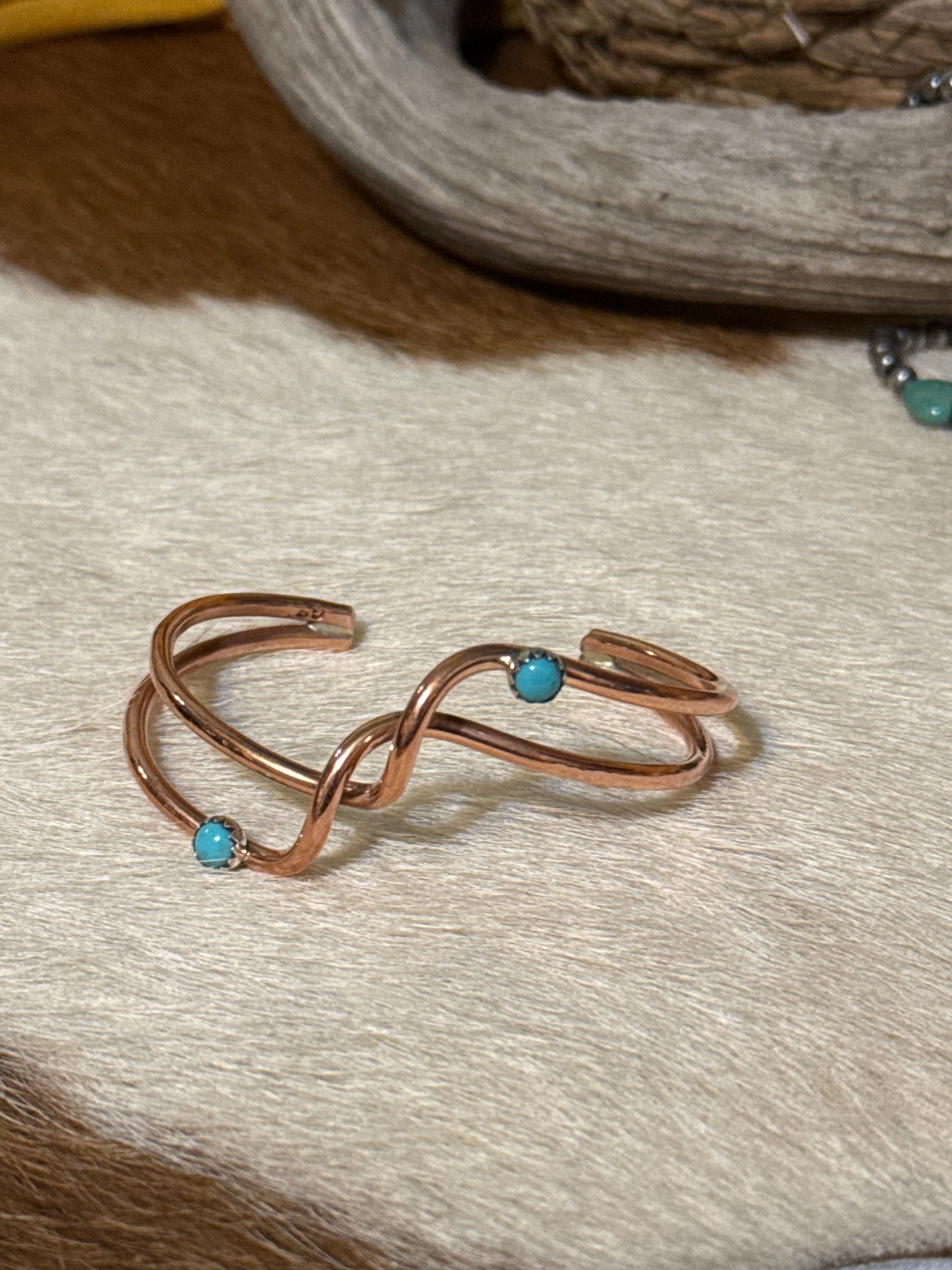 Handcrafted copper cuff by Yolanda skeets
